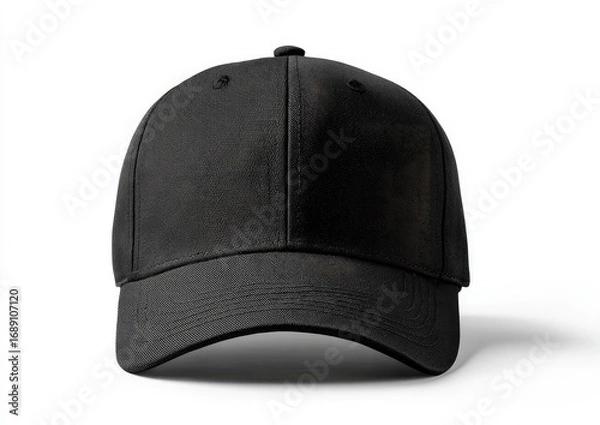 Obraz Plain black baseball cap, front view