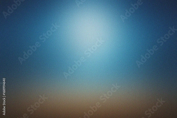 Fototapeta Bright White Light on Blue and Brown Gradient with Grain Texture abstract background