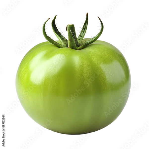 Obraz Closeup of a Single Green Tomato on Transparent Background