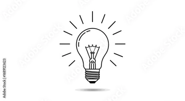 Fototapeta light bulb icon, idea symbol, innovation vector, creativity icon, electricity bulb graphic, lamp icon, bright idea symbol, energy vector design, glowing bulb illustration, invention icon, power symbol