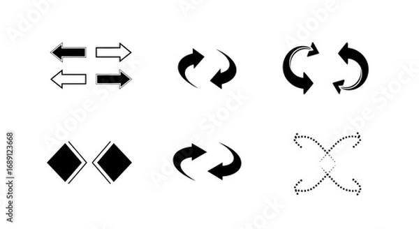 Fototapeta arrow icons, direction arrow vector, rotation arrow symbol, shuffle arrows illustration, exchange arrows icon, repeat symbol vector, loop arrow graphic, circular arrows illustration, swap icon vector,