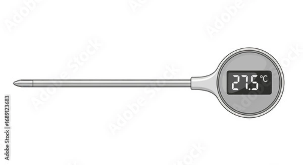 Fototapeta digital thermometer vector, temperature measurement icon, medical thermometer illustration, electronic thermometer clipart, temperature sensor symbol, digital health device vector, body temperature ic