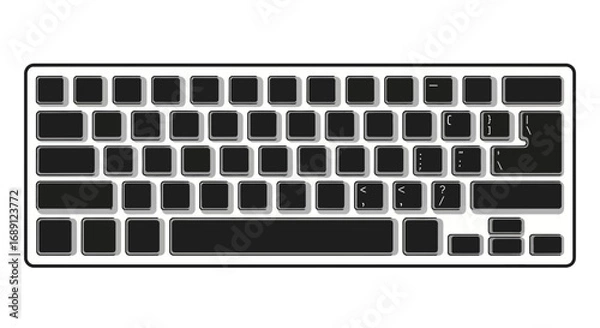 Fototapeta keyboard illustration, computer keyboard icon, black and white keyboard, typing key layout, pc keyboard vector, laptop keyboard drawing, electronic device keys, input device illustration, qwerty keybo
