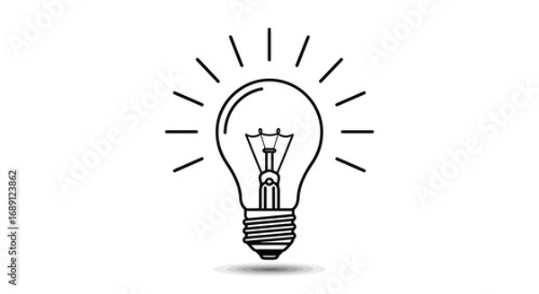 Fototapeta light bulb vector, idea icon, innovation symbol, creativity illustration, glowing light bulb, bright idea clipart, energy concept icon, electricity vector drawing, inspiration light bulb, knowledge sy