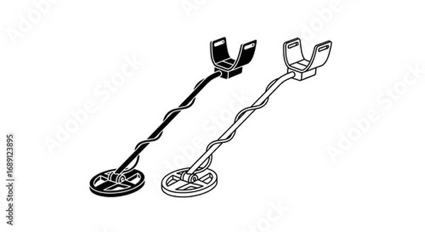 Fototapeta metal detector icon, treasure hunting device, gold finder vector, security scanner illustration, underground search equipment, archeology tool vector, lost item finder, exploration device graphic, rel