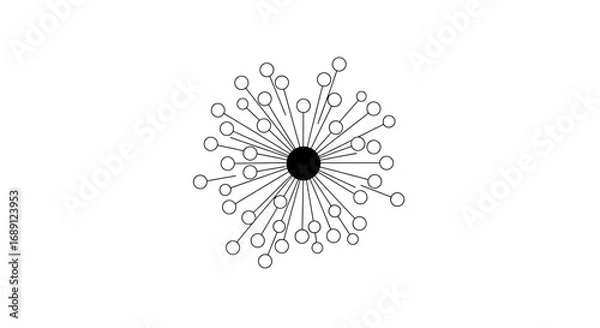 Fototapeta network node diagram, abstract connection icon, digital network illustration, connected dots design, neural network vector, web connection artwork, technology communication icon, interconnected nodes 