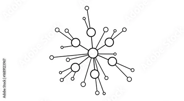 Fototapeta network node diagram, abstract connection icon, digital network illustration, connected dots design, neural network vector, web connection artwork, technology communication icon, interconnected nodes 