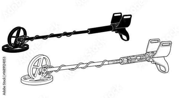 Fototapeta metal detector icon, treasure hunting device, gold finder vector, security scanner illustration, underground search equipment, archeology tool vector, lost item finder, exploration device graphic, rel
