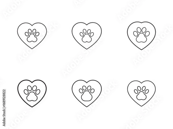 Fototapeta Paw print in a heart vector design showcasing pet love and animal affection for veterinary clinics and animal shelters
