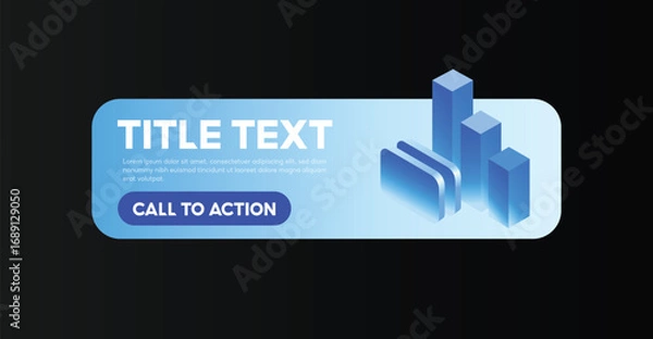 Fototapeta Modern blue popup banner featuring a 3D bar chart and a call to action button. Ideal for business presentations, financial analysis, marketing promotions, data growth, and digital advertising campaign