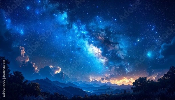Obraz Night sky over mountains