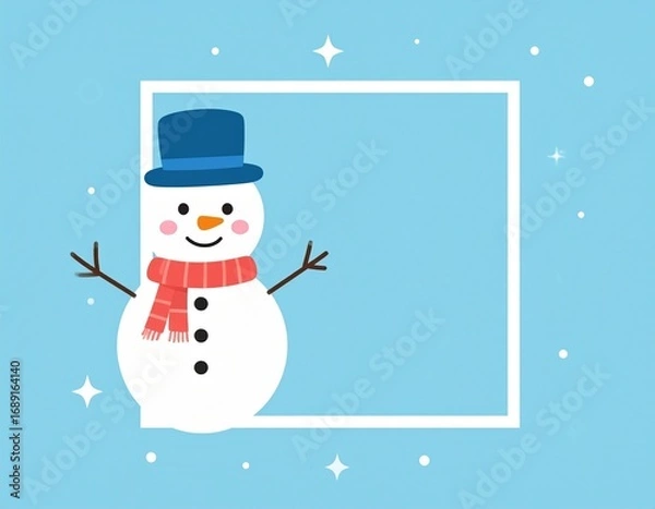 Obraz 雪だるまと雪のフレーム