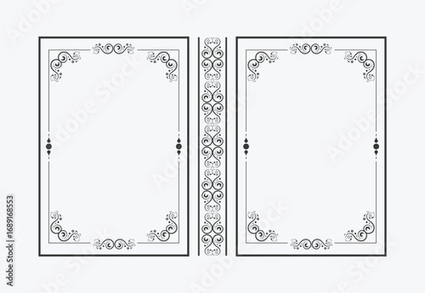 Fototapeta Elegant Ornamental Frame Border with Swirl Detail Divider for Invitation Card