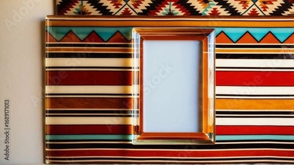 Fototapeta A colorful frame with a clear window in the middle