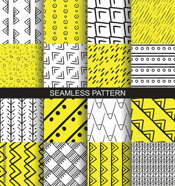 Fototapeta A set of abstract patterns.Hand drawn vector illustration.