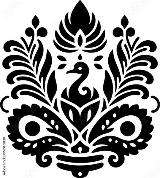 Fototapeta abstract floral ornament design with duck