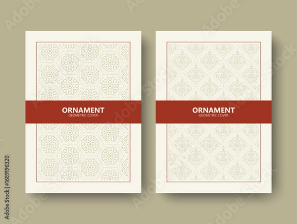 Fototapeta Elegant Decorative Geometric Ornament Pattern for Book Cover Template Designs
