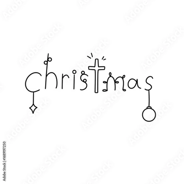 Fototapeta The word Christmas is written in a cursive style