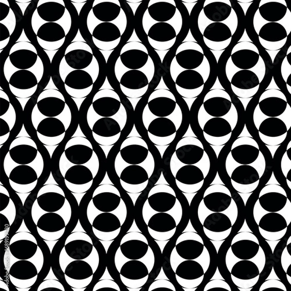 Fototapeta Abstract black and white repeating geometric pattern, elegant oval and curve design.