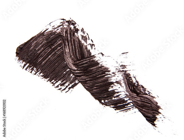 Fototapeta Brush strok of black shade of mascara on white