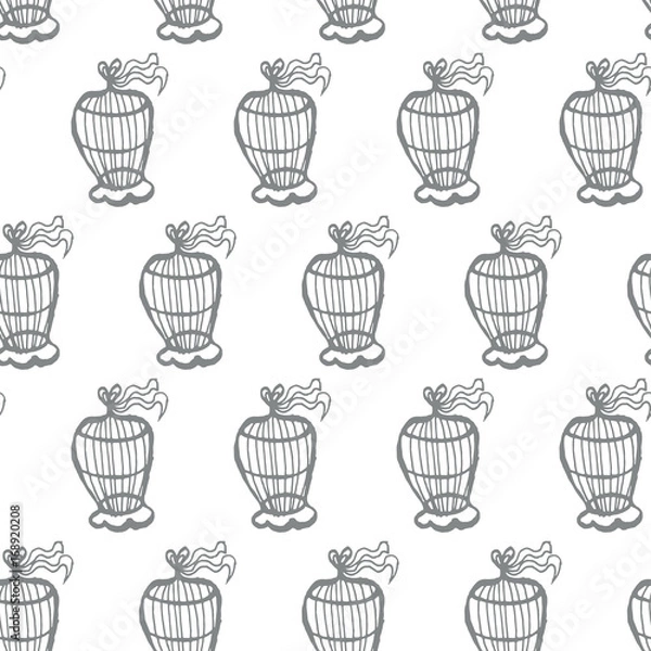 Fototapeta Abstract background seamless texture of gray with hand drawn cage vector