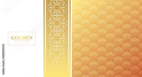 Fototapeta Elegant Golden Ornate Circle Pattern Decorative Luxury Flourish Background