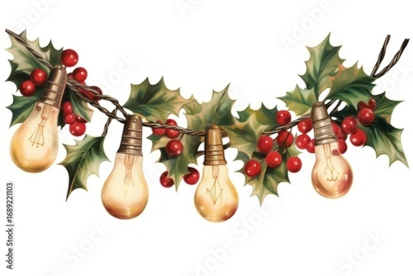 Fototapeta Christmas light lightbulb white background illuminated.