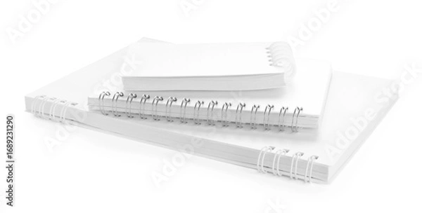 Fototapeta Stack of stylish notebooks isolated on white