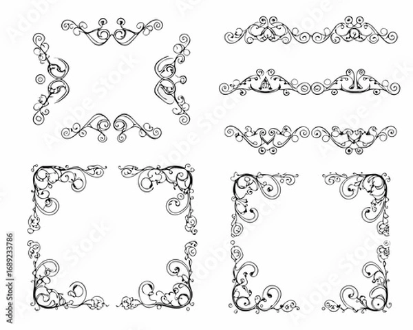 Obraz Ornate decorative flourishes and corner elements collection