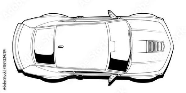 Fototapeta Dynamic black and white vector illustration of a sports car, embodying speed, power, and adrenaline. Perfect for automotive themes and racing enthusiasts. Capture the essence of speed in your design.