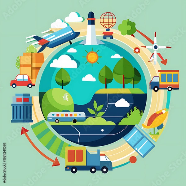 Fototapeta Contemporary Elegant Minimalist Bathroom Layout with White Bathtub, Wooden Details, and Sunlit Window, Ai Generated