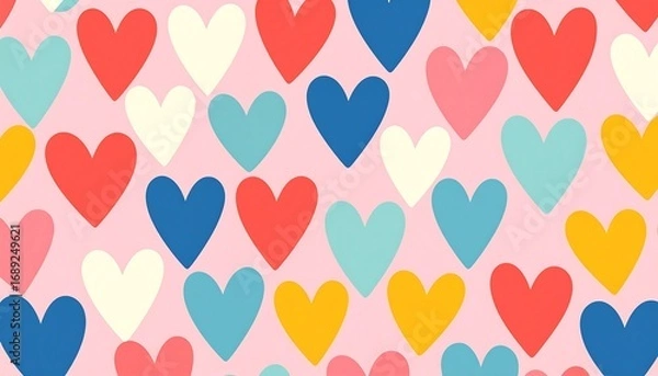 Fototapeta Hearts pattern on pink