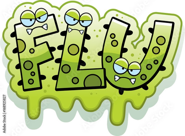 Fototapeta Cartoon Slimy Flu Bug Text