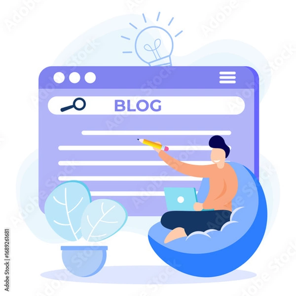 Fototapeta Illustration vector graphic cartoon character of blogging