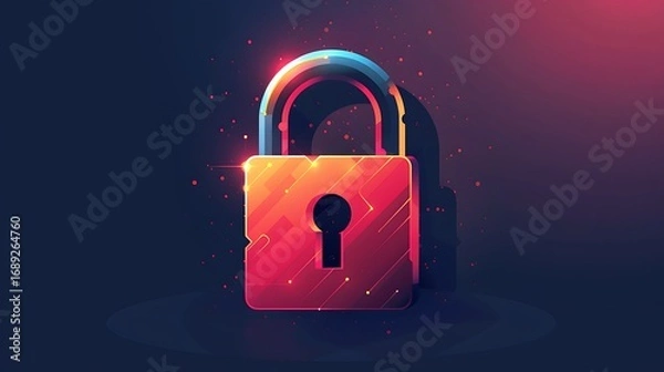 Fototapeta Secure your digital world with this vibrant, modern padlock graphic symbolizing data protection and safety