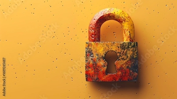 Fototapeta Secure your valuables with this vintage rusted padlock, symbolizing protection and safety.