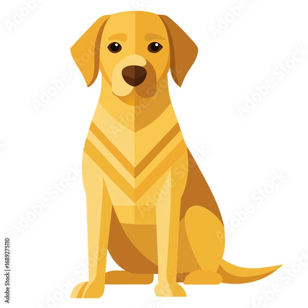 Fototapeta vector illustration of labrador retriever, sitting, abstract