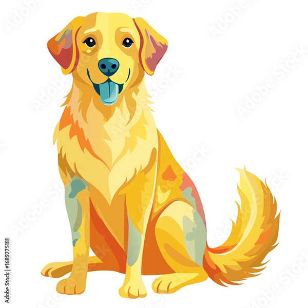 Fototapeta vector illustration of labrador retriever, sitting, watercolor