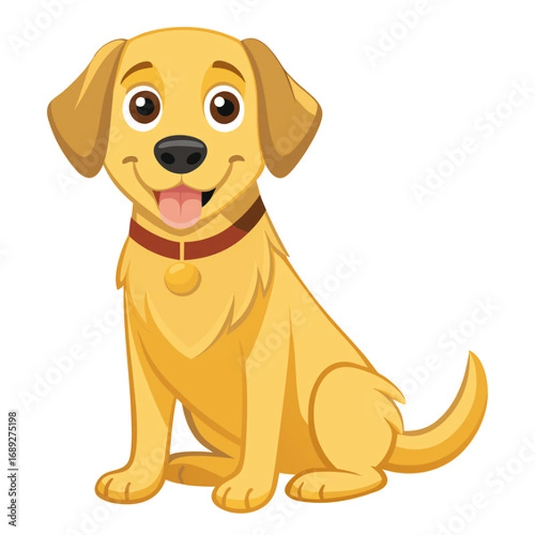 Fototapeta vector illustration of labrador retriever, sitting, cartoon