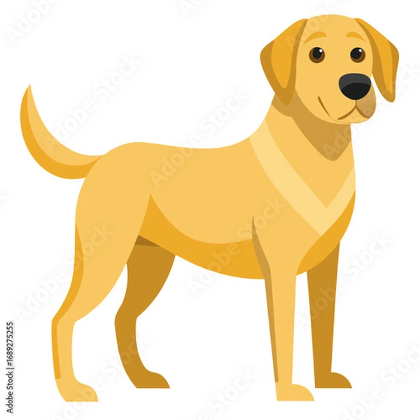 Fototapeta vector illustration of labrador retriever, fetching, flat design