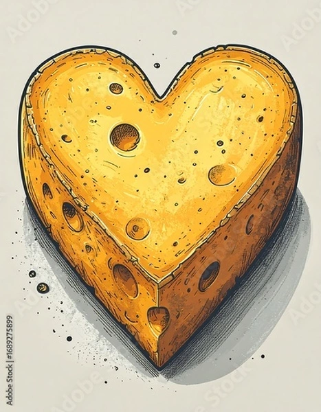 Obraz Heart-shaped cheese slice illustration