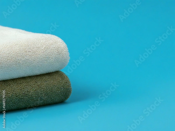 Fototapeta  towels on a blue background