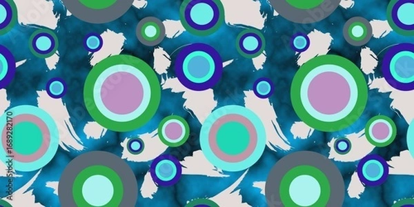 Fototapeta Regular seamless pattern with multicolored circles.
Colorful circles as a background with a repeating pattern.