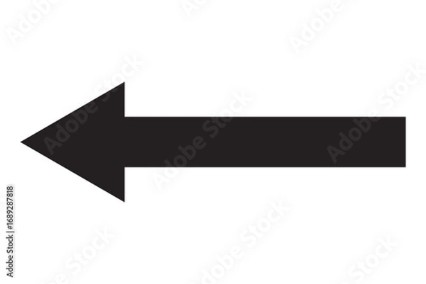 Fototapeta Long isolated red arrow icon on white background. Left direction arrow icon. Straight red long arrow on white background. 