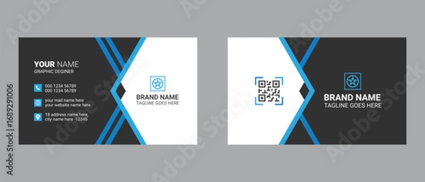 Fototapeta Double sided creative business card template design for corporate business, Professional and modern visiting card.	