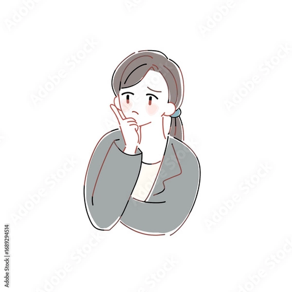 Obraz 困っている、悩んでいる女性