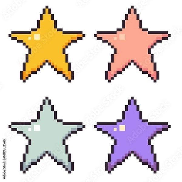 Fototapeta ドット絵の星アイコン4色セット(01)