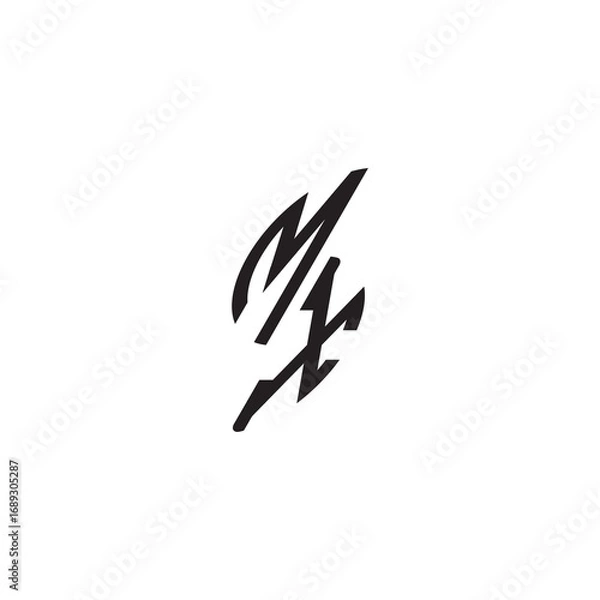 Obraz curved oval shape alphabet initial logo vector MX gaming monogram Black  letter