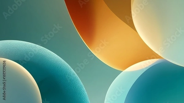 Fototapeta Dynamic Abstract Composition with Colorful Shapes and Smooth Curves on a Soft Background