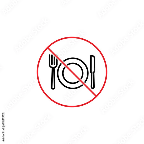 Fototapeta no food, eating prohibition sign on white background